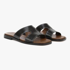 Vince Meyers Leather Slide Sandals Minimalist Quiet Luxury Black Size 9